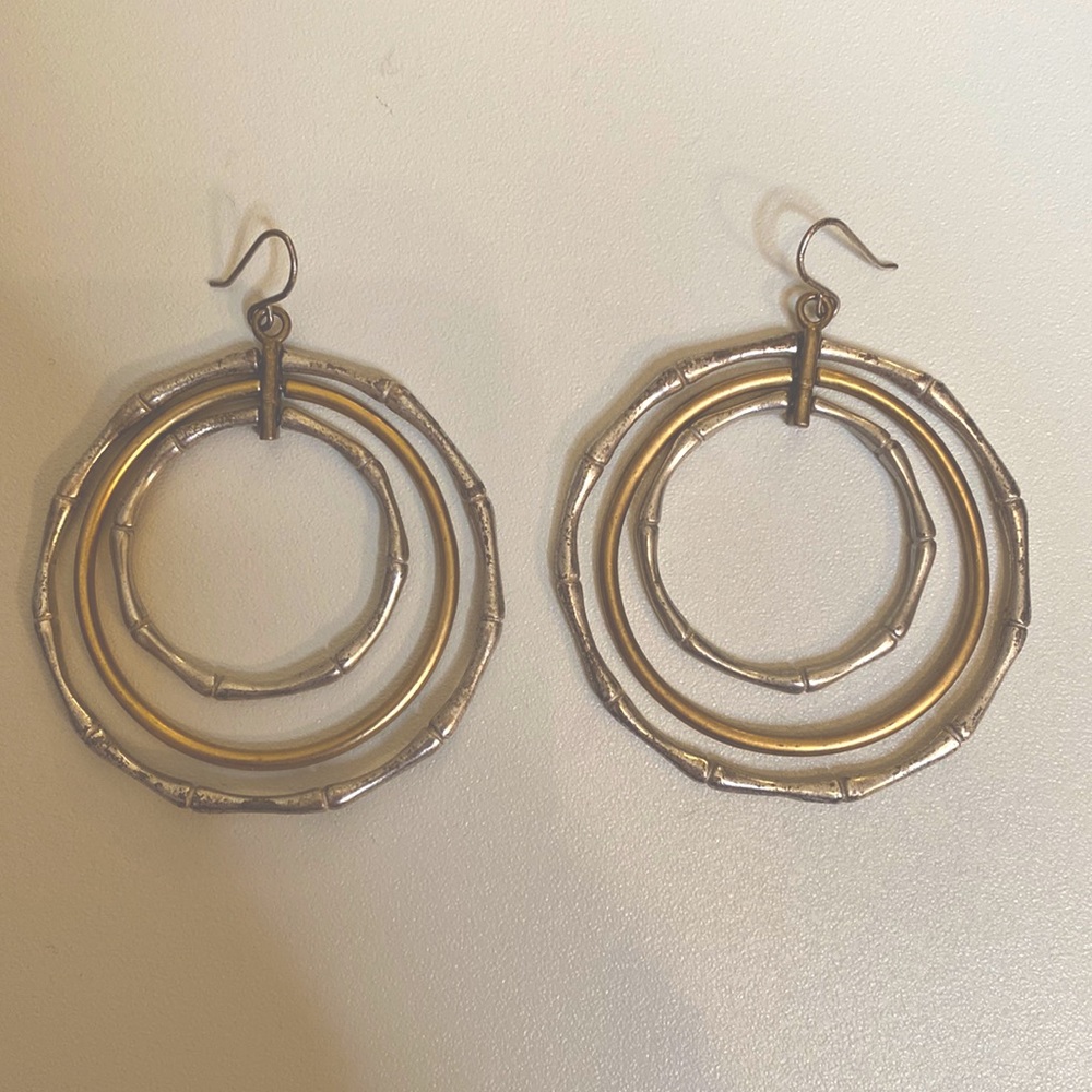 Kenneth Cole Brushed silver and gold hoop earrings